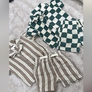 Target Kids Checkered and Striped Outfit Set - Green and Brown